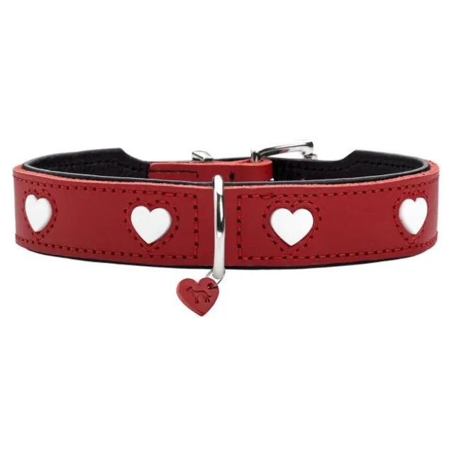 Hunter Hundhalsband Läder Love Röd