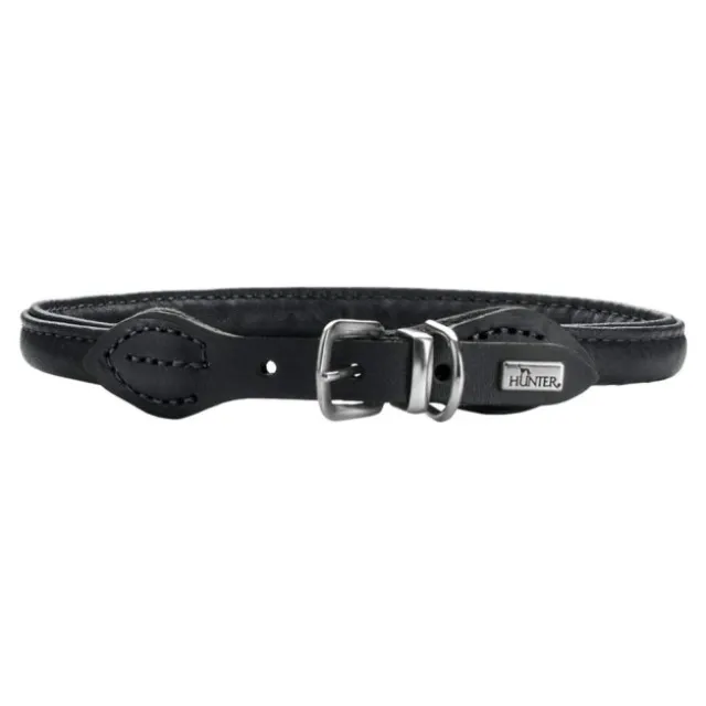 Hunter Round & Soft Hundhalsband Läder Svart