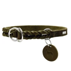 Hunter Solid Education Hundhalsband Läder Olivgrön