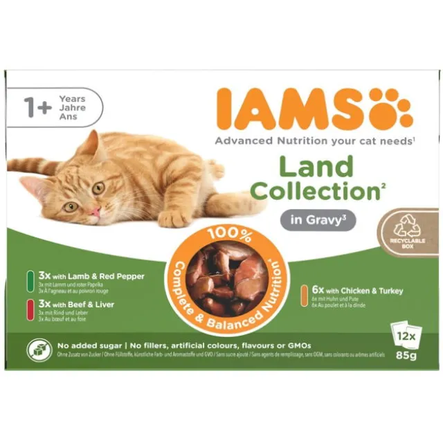 Iams Cat Adult Advanced Nutrition Land Collection in Gravy Multipack 12x85 g