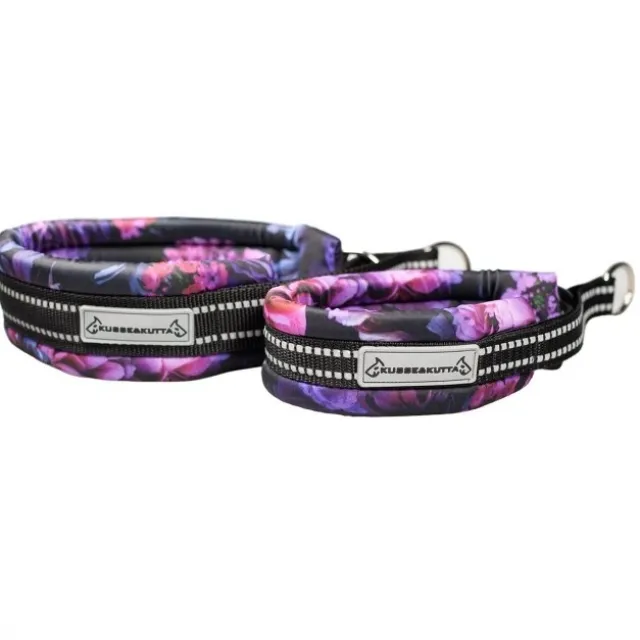 Kusse&Kutta Hundhalsband Halvstryp Lila Blommor