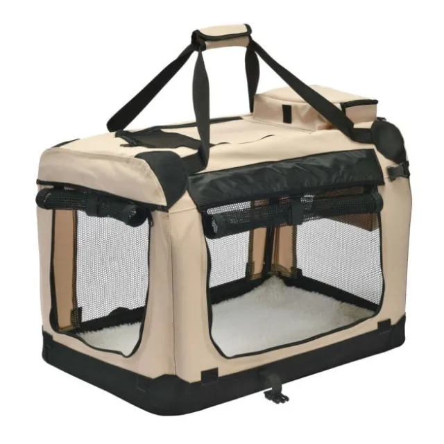 Little&Bigger SoftKennel Nylonbur Med Gardiner Beige