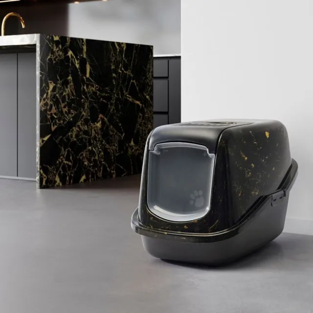 Savic Kattlåda Nestor Marble Svart/Guld 56 x 39 x 38,5 cm